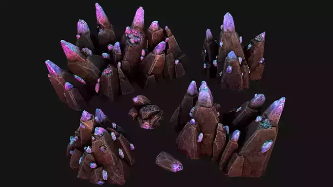 Crystal Obsidian Rocks Mineral Low-poly 3D model