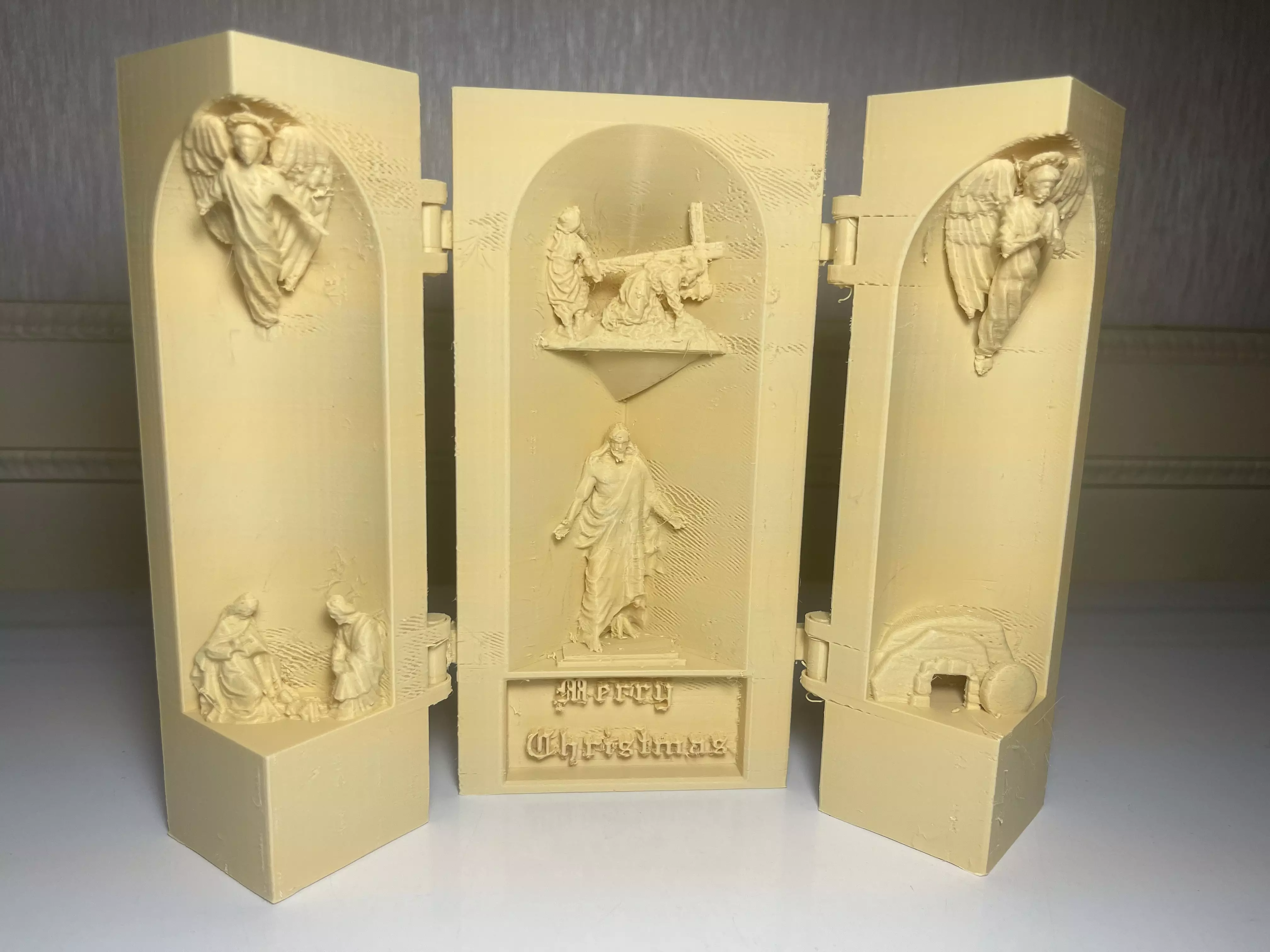 Open cylinder sculpture of jesus christ  3D print model_0