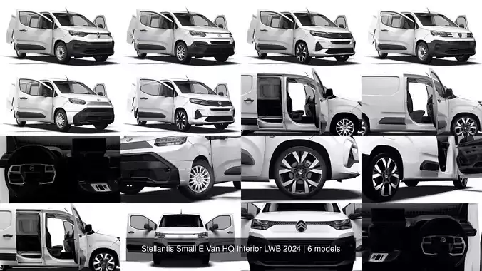 Stellantis Small E Van HQ Interior LWB 2024 3D Model Collection