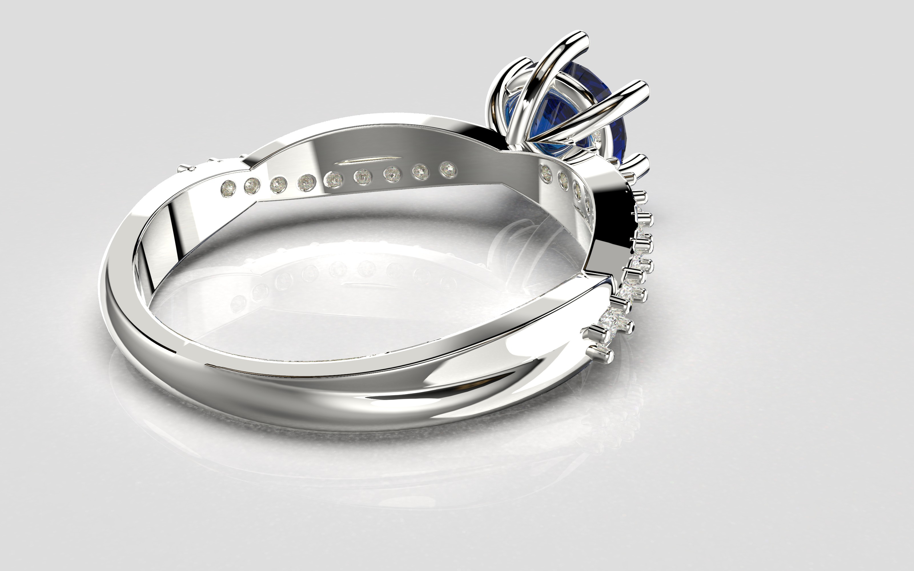 Engagement twisted SOL ring- Stones-1ct-6mm - printable STL 3D print model_9