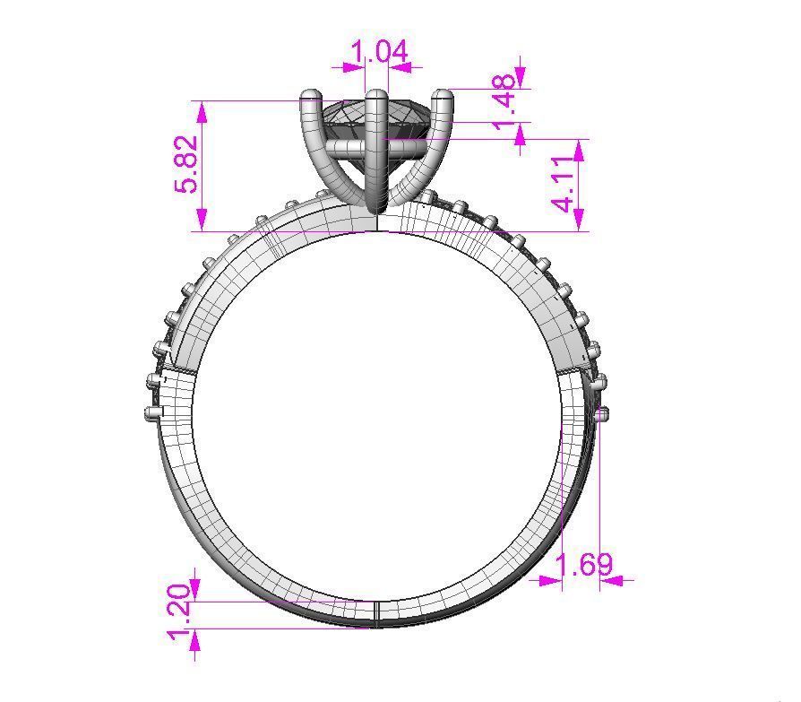 Engagement twisted SOL ring- Stones-1ct-6mm - printable STL 3D print model_12