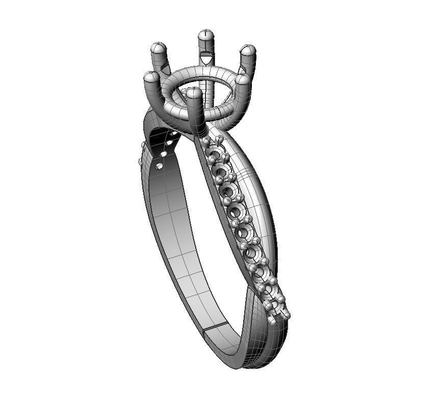 Engagement twisted SOL ring- Stones-1ct-6mm - printable STL 3D print model_14
