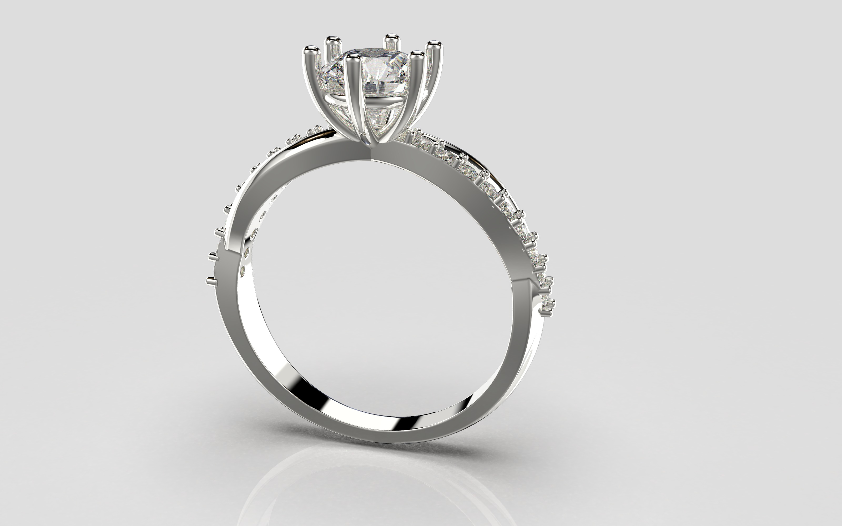 Engagement twisted SOL ring- Stones-1ct-6mm - printable STL 3D print model_10