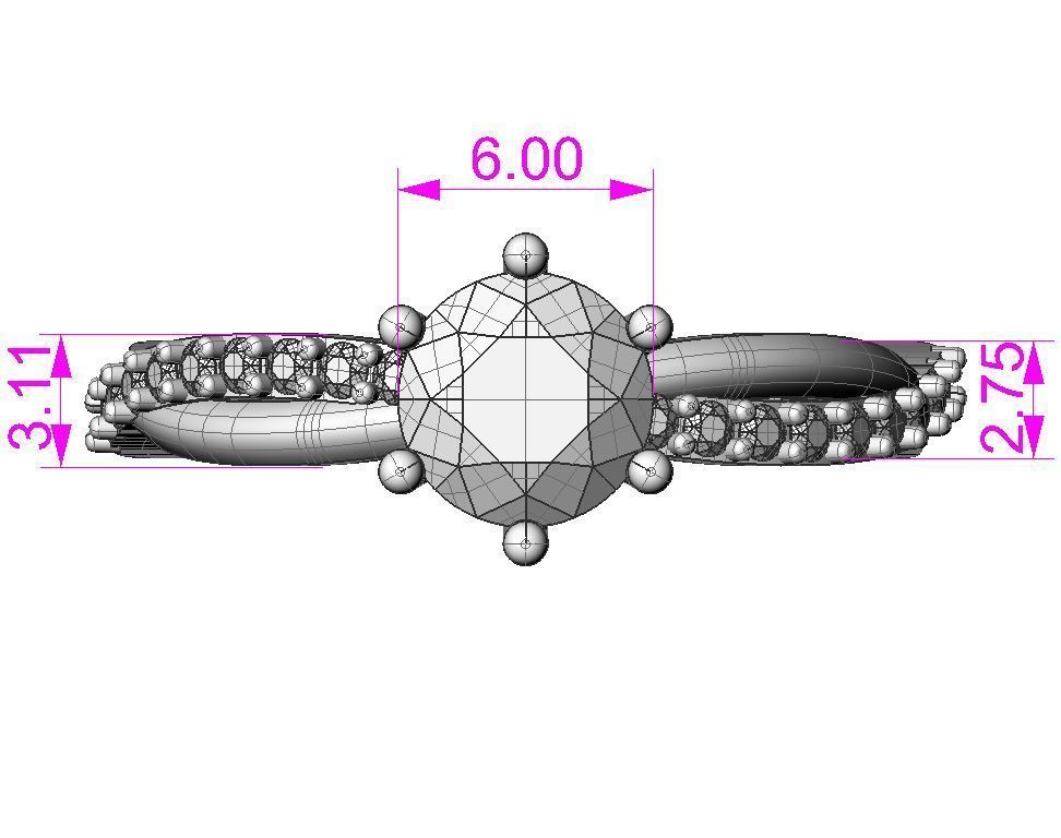 Engagement twisted SOL ring- Stones-1ct-6mm - printable STL 3D print model_13
