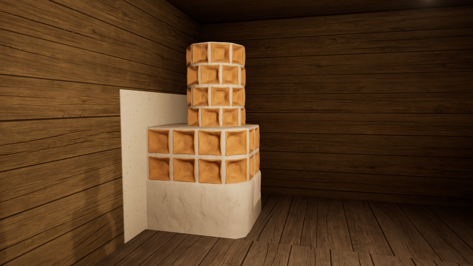 Late medieval tiled stove - variant B Low-poly 3D model_29