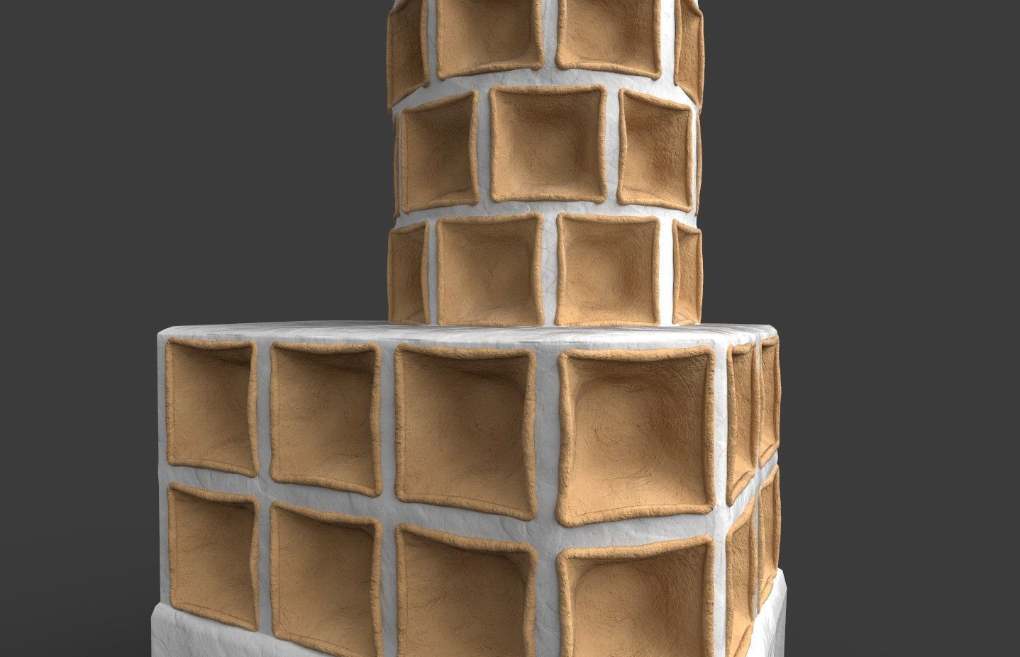 Late medieval tiled stove - variant B Low-poly 3D model_14