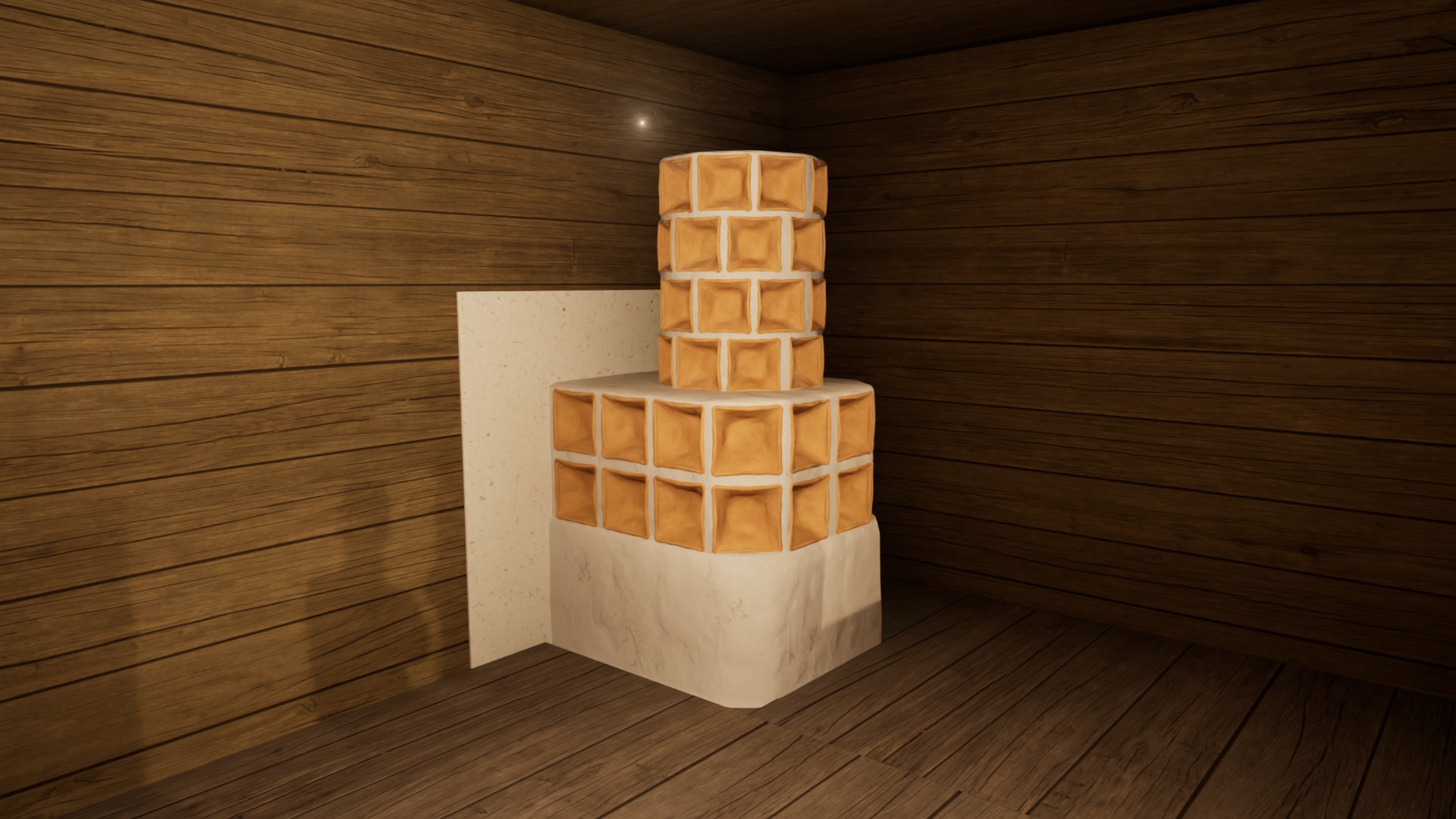 Late medieval tiled stove - variant B Low-poly 3D model_2