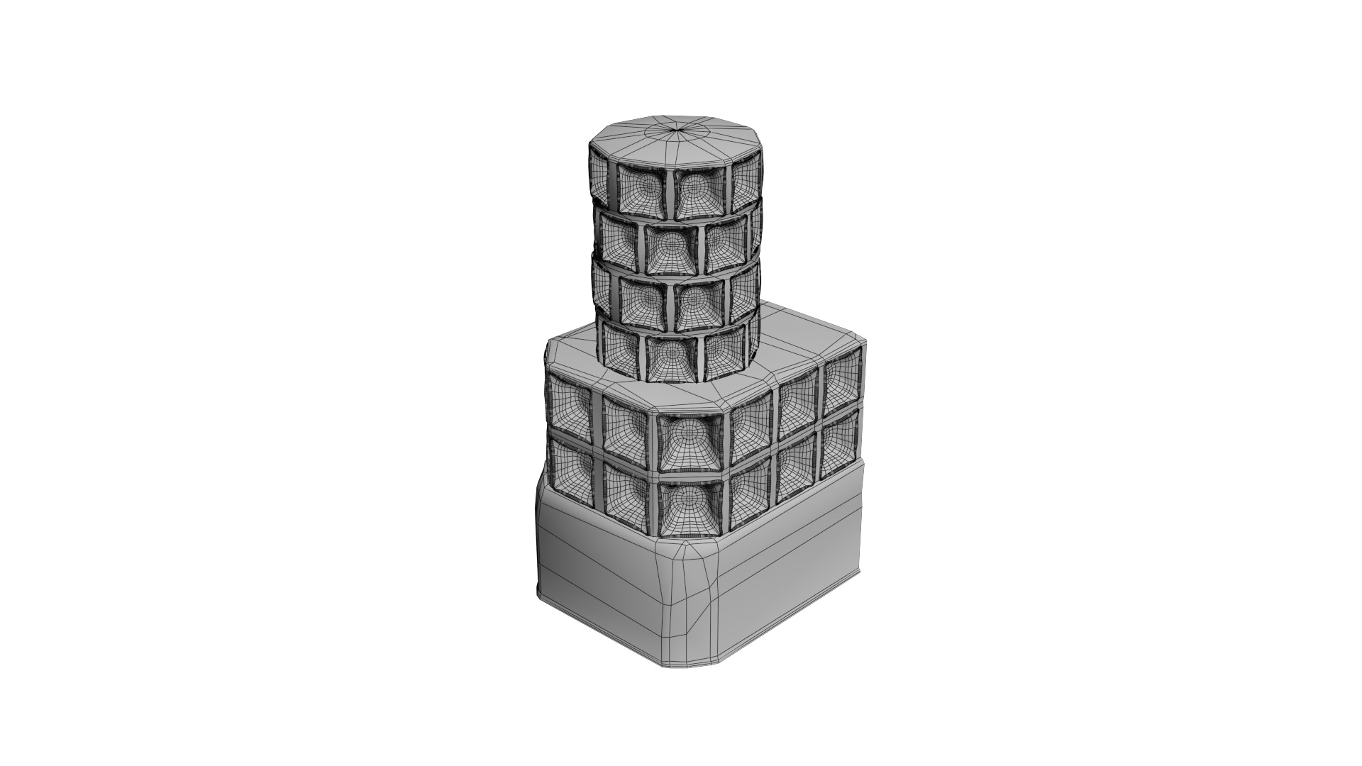 Late medieval tiled stove - variant B Low-poly 3D model_1