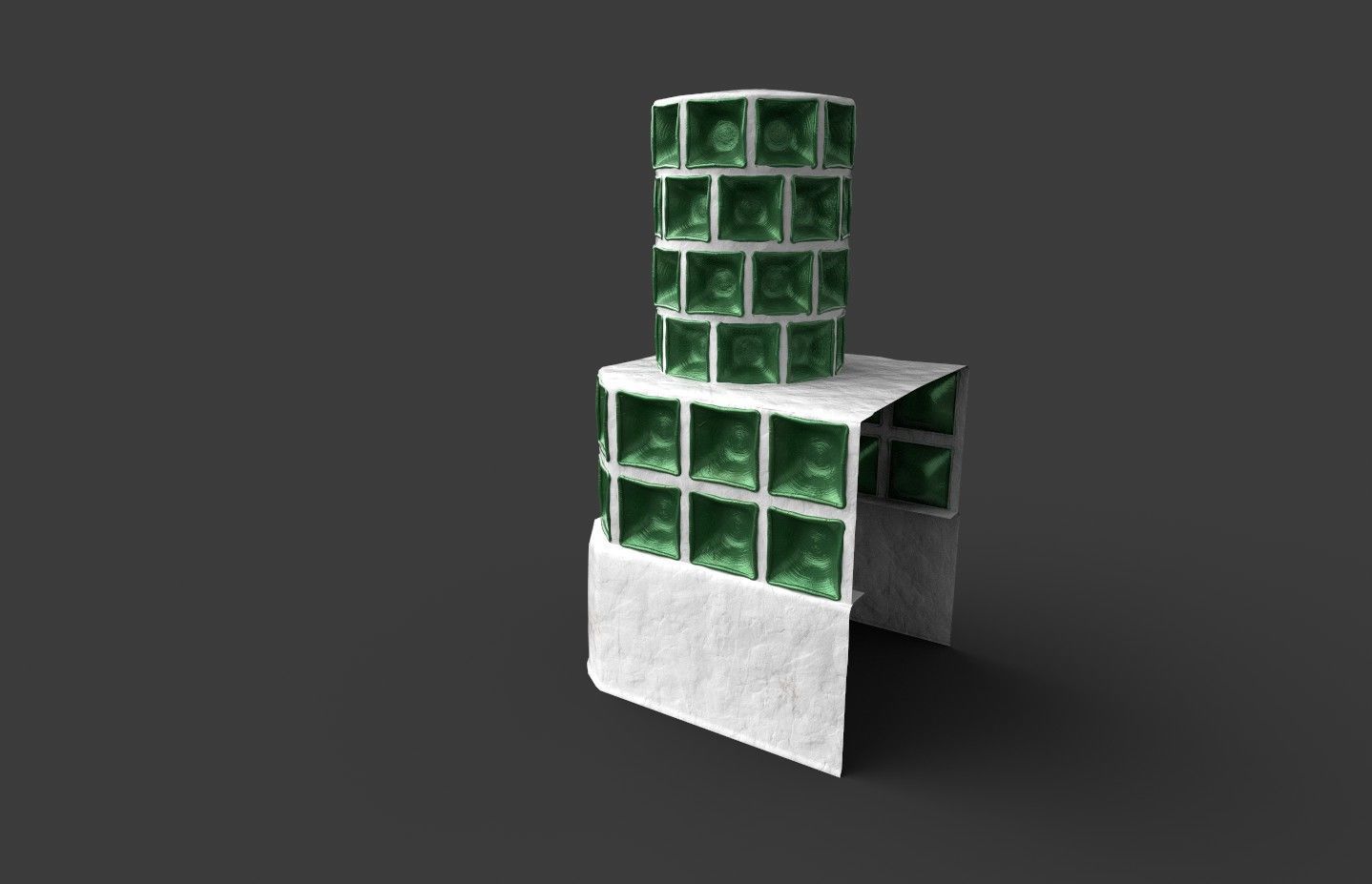 Late medieval tiled stove - variant B Low-poly 3D model_16