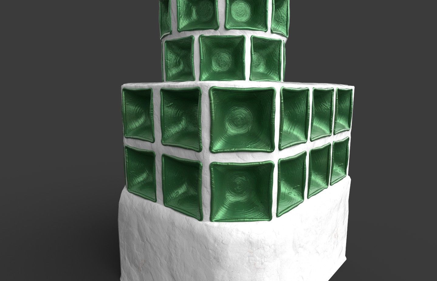 Late medieval tiled stove - variant B Low-poly 3D model_7