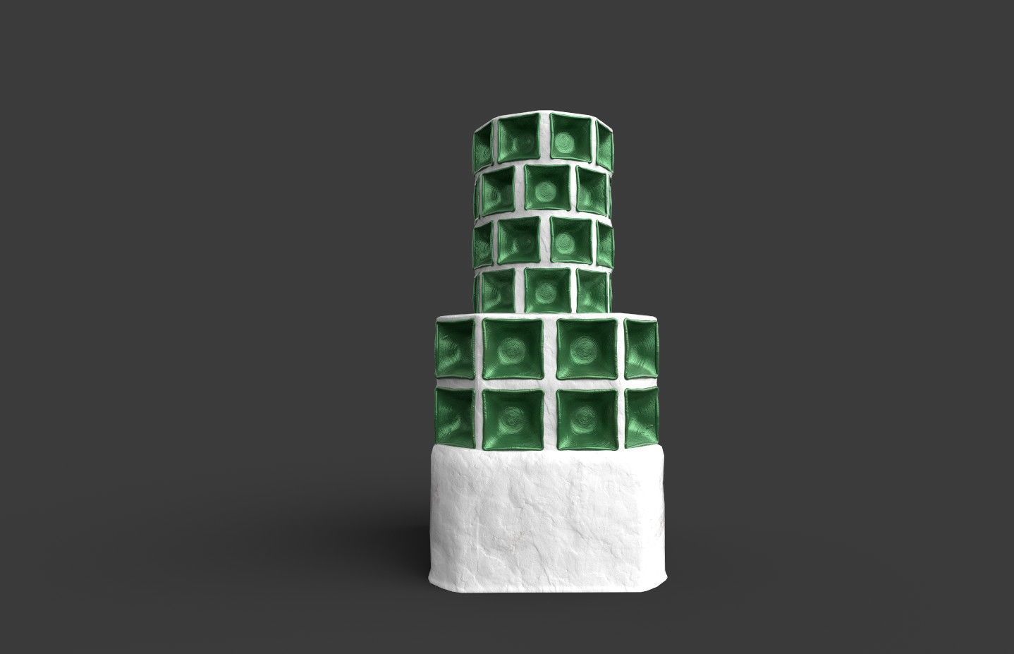 Late medieval tiled stove - variant B Low-poly 3D model_21