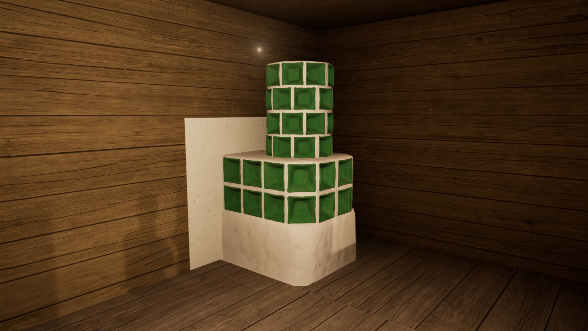 Late medieval tiled stove - variant B Low-poly 3D model_3