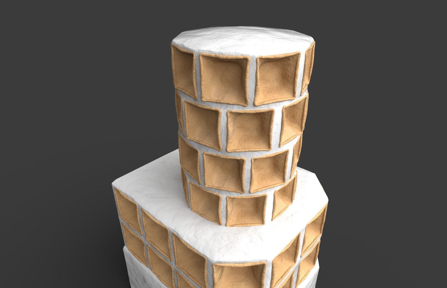 Late medieval tiled stove - variant B Low-poly 3D model_13