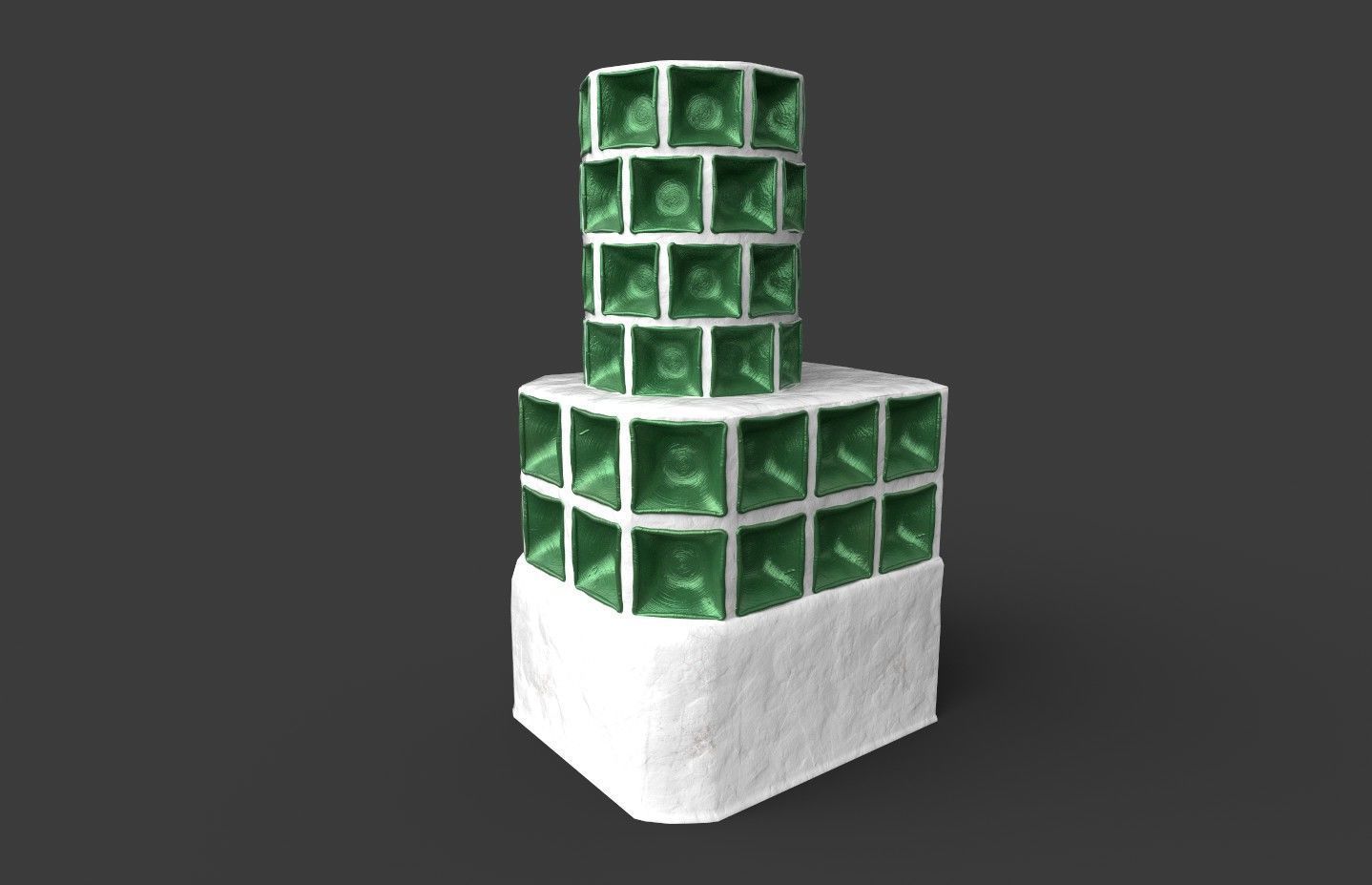 Late medieval tiled stove - variant B Low-poly 3D model_9