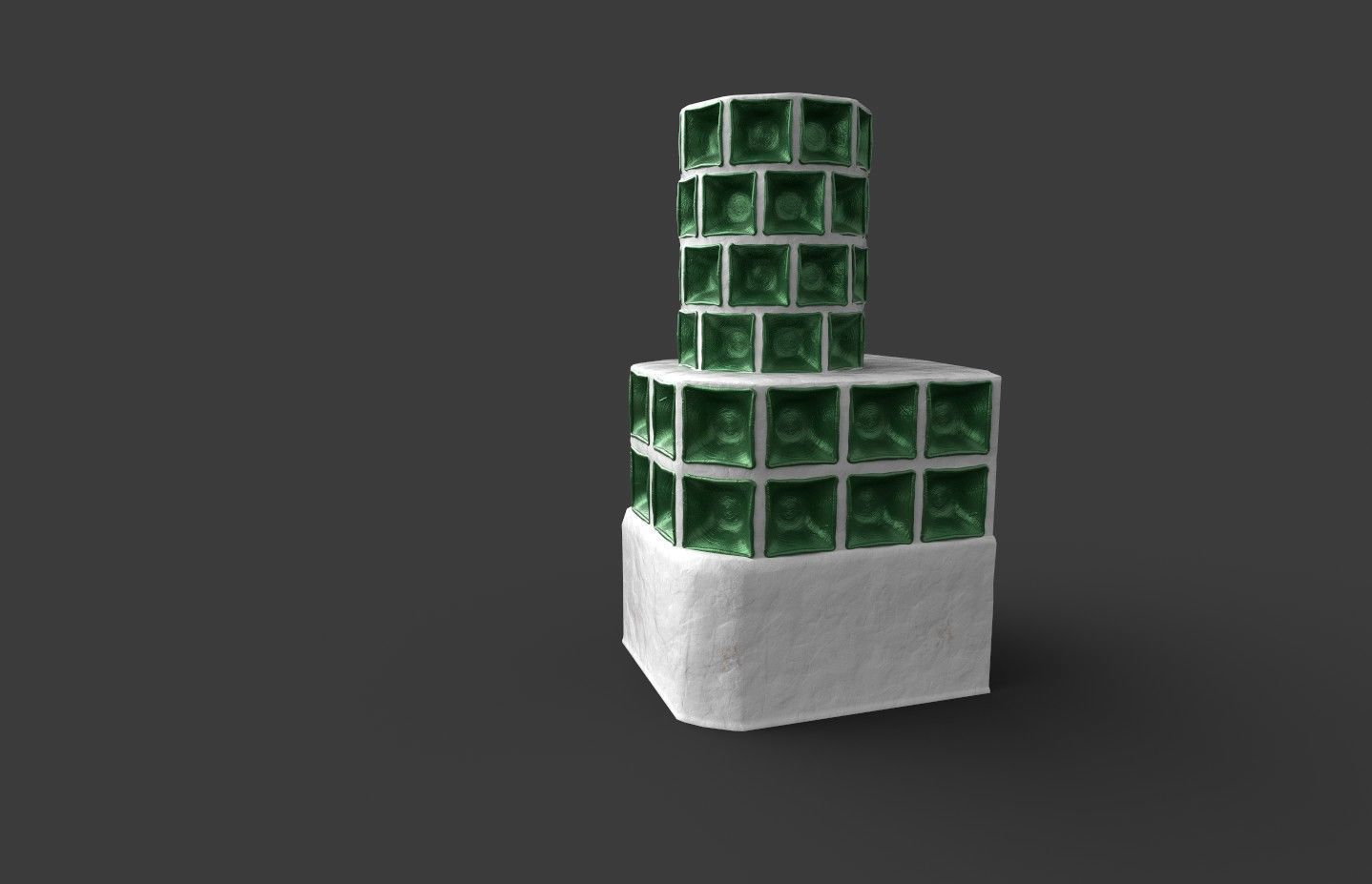 Late medieval tiled stove - variant B Low-poly 3D model_15