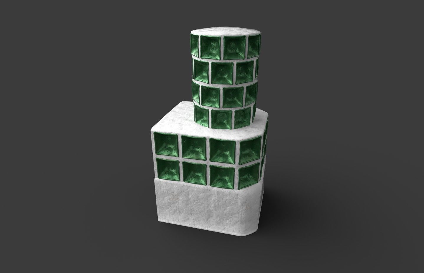 Late medieval tiled stove - variant B Low-poly 3D model_19