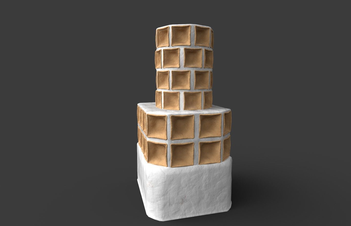 Late medieval tiled stove - variant B Low-poly 3D model_12