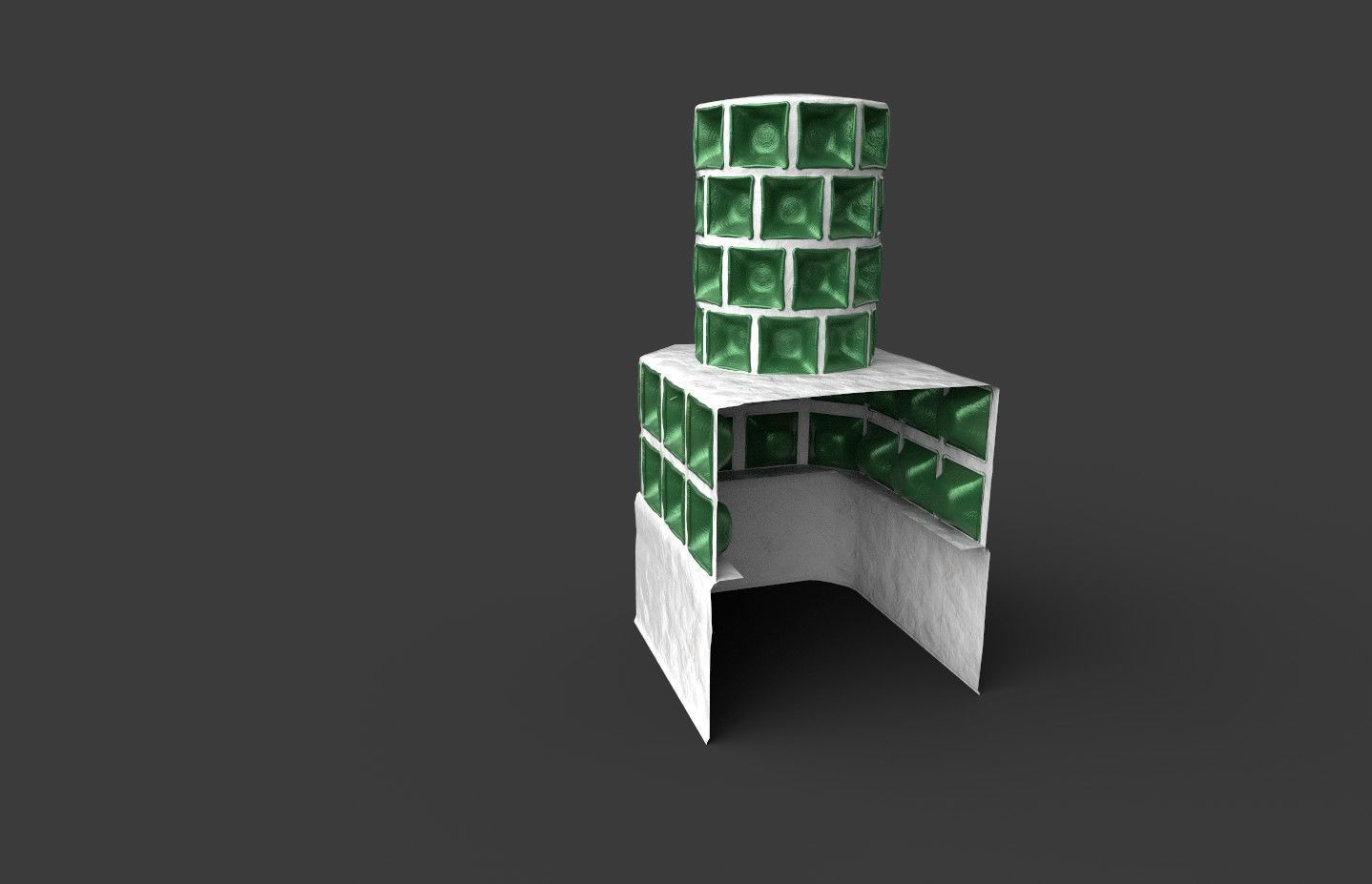 Late medieval tiled stove - variant B Low-poly 3D model_17