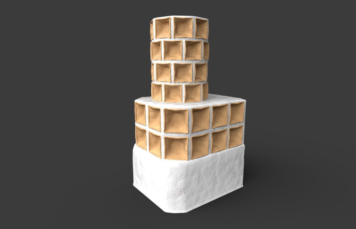 Late medieval tiled stove - variant B Low-poly 3D model_10
