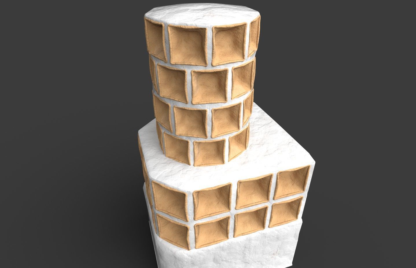 Late medieval tiled stove - variant B Low-poly 3D model_11