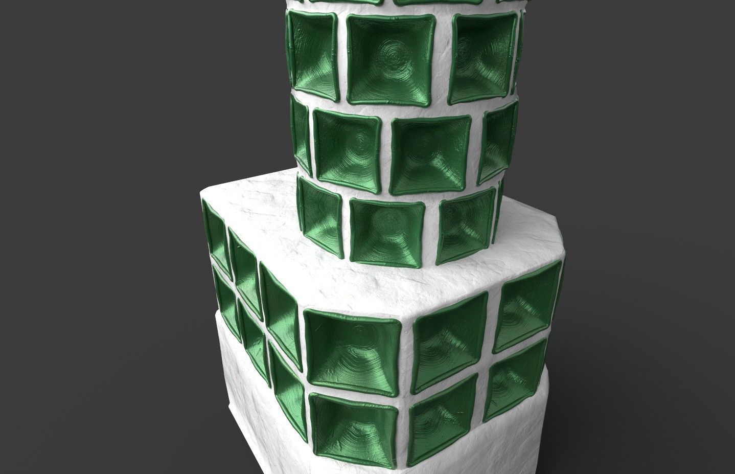 Late medieval tiled stove - variant B Low-poly 3D model_8