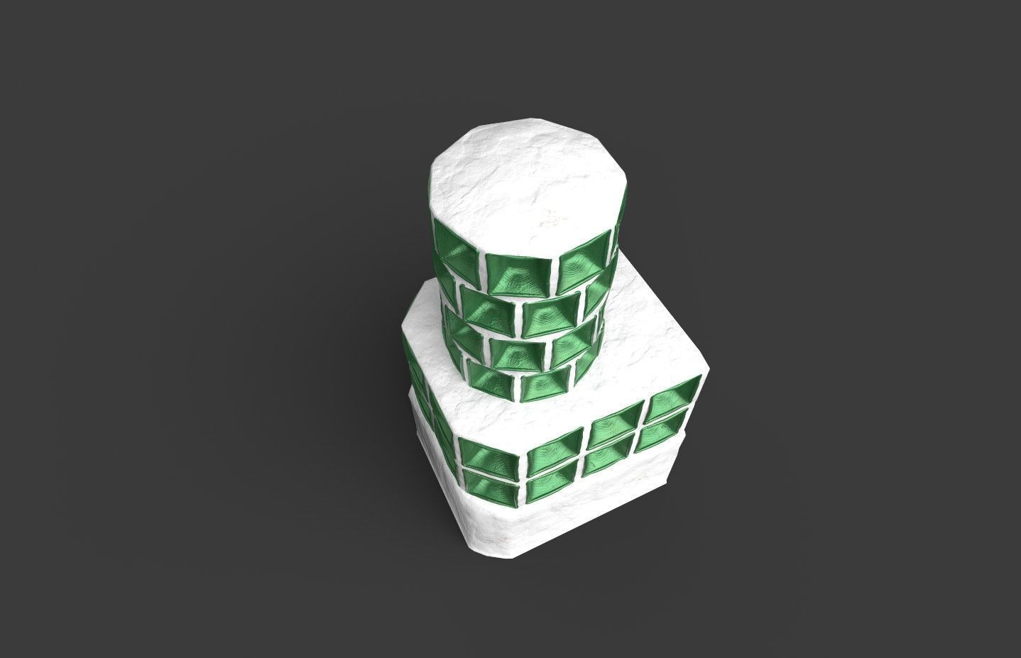 Late medieval tiled stove - variant B Low-poly 3D model_5