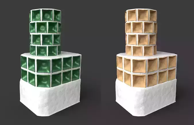 Late medieval tiled stove - variant B Low-poly 3D model