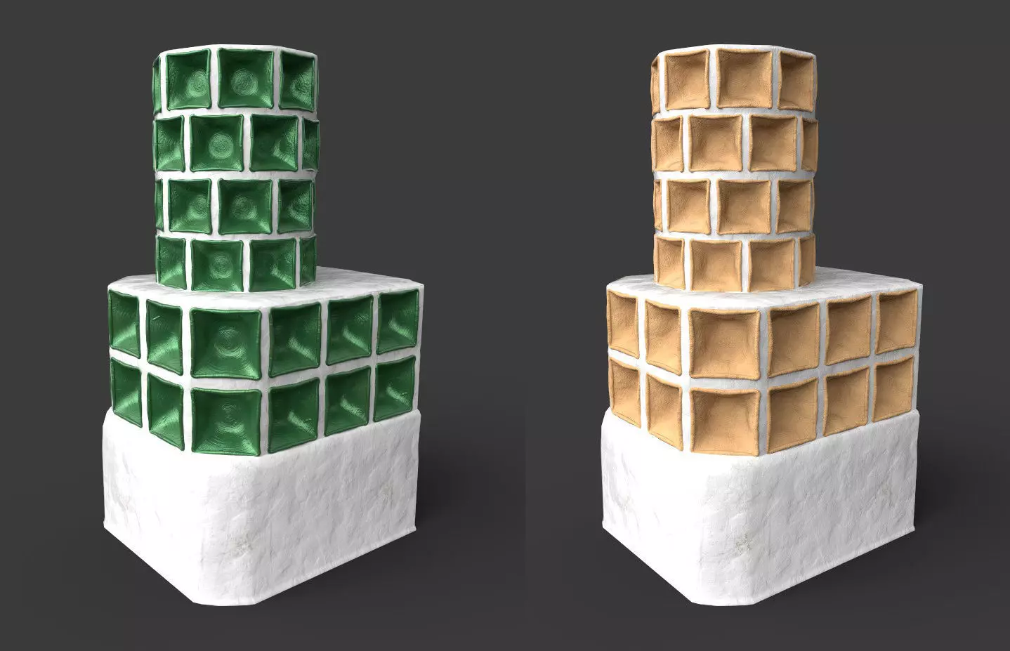 Late medieval tiled stove - variant B Low-poly 3D model_0