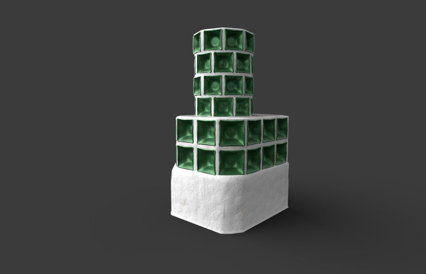 Late medieval tiled stove - variant B Low-poly 3D model_4