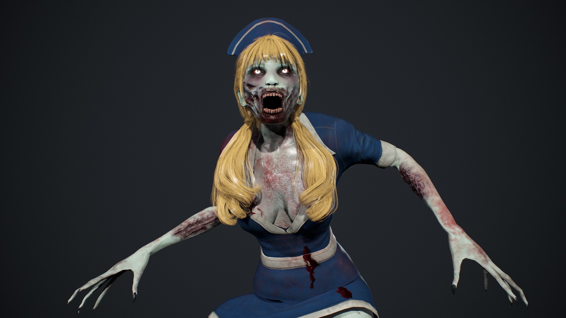 Zombie Nurse Low-poly 3D model_25