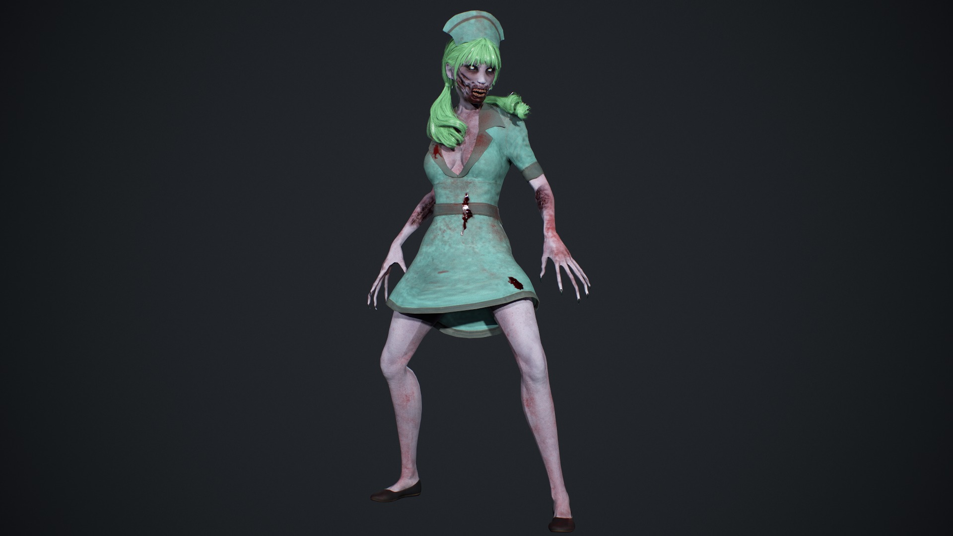 Zombie Nurse Low-poly 3D model_23