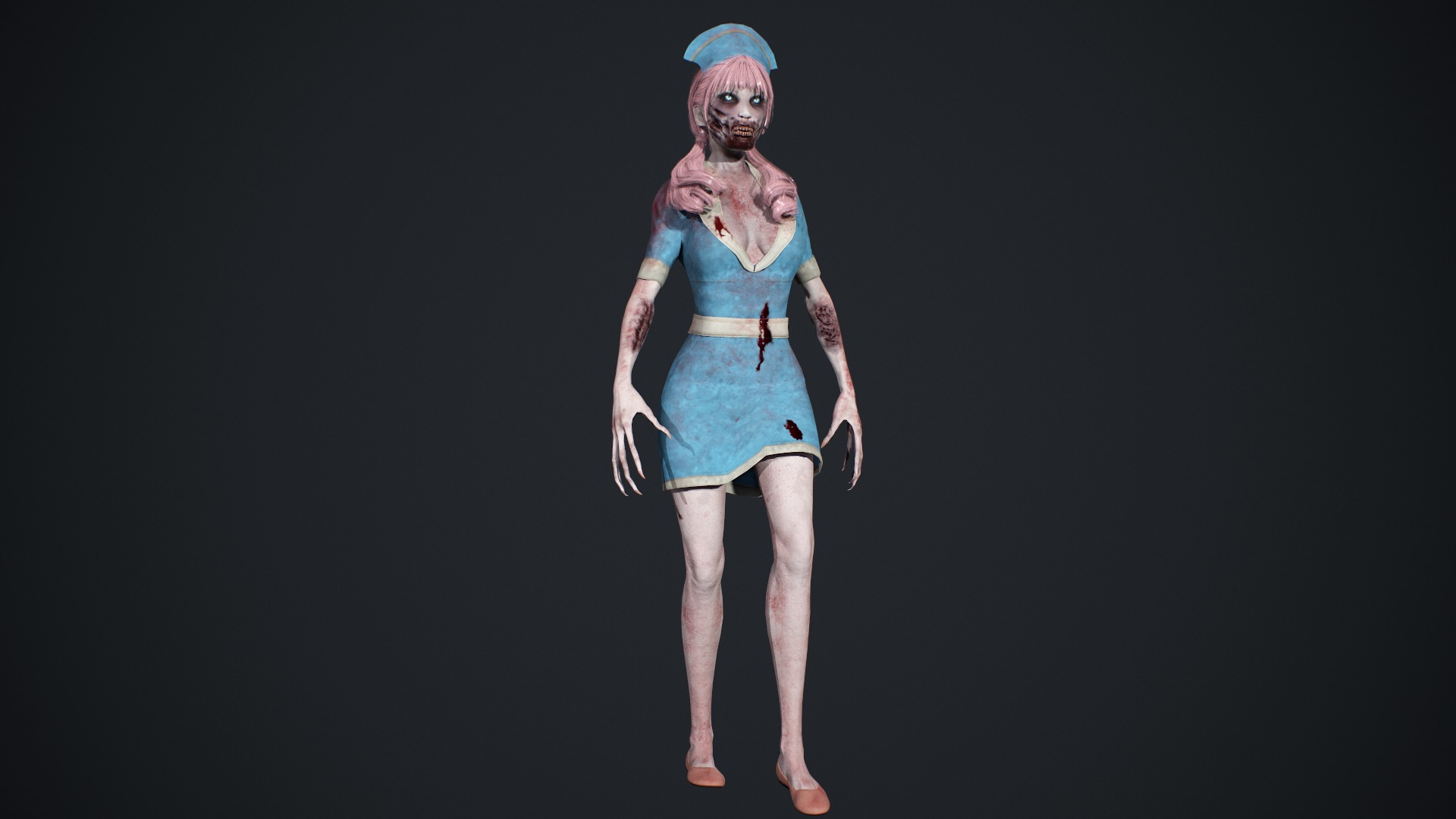 Zombie Nurse Low-poly 3D model_28