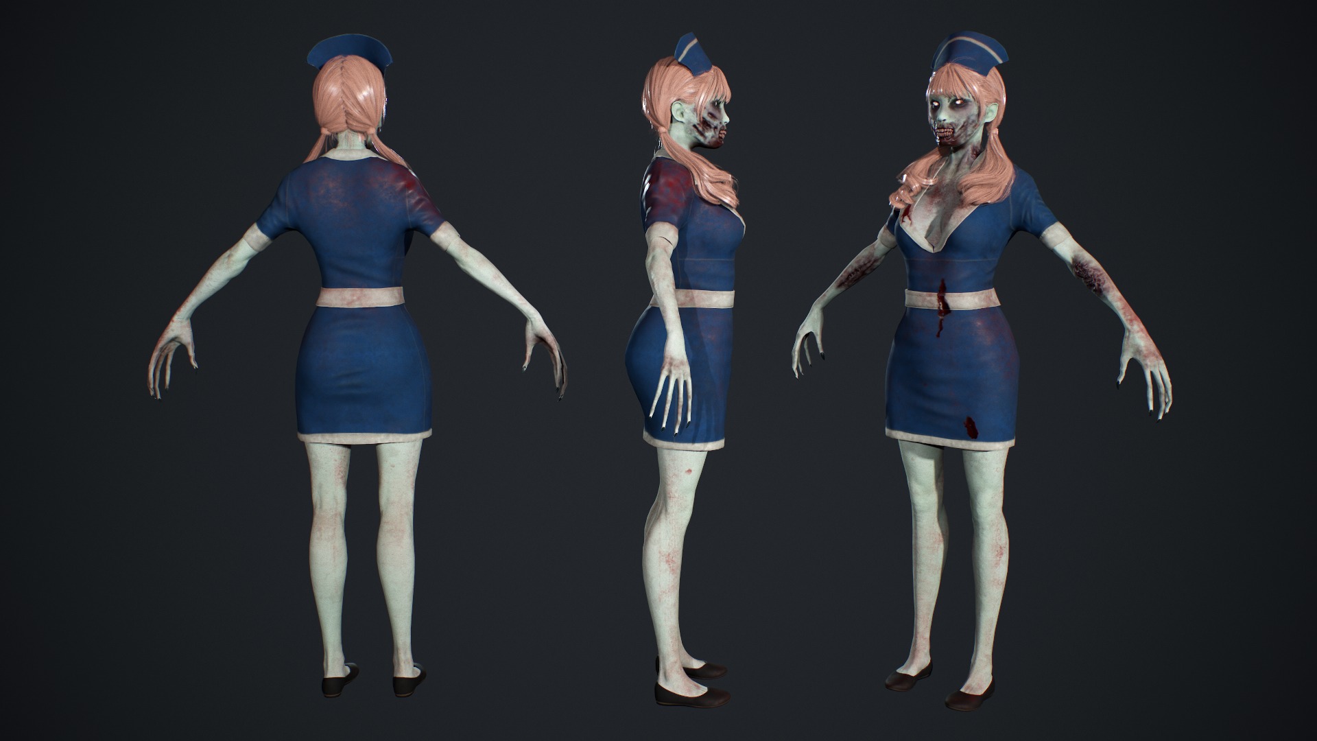 Zombie Nurse Low-poly 3D model_10