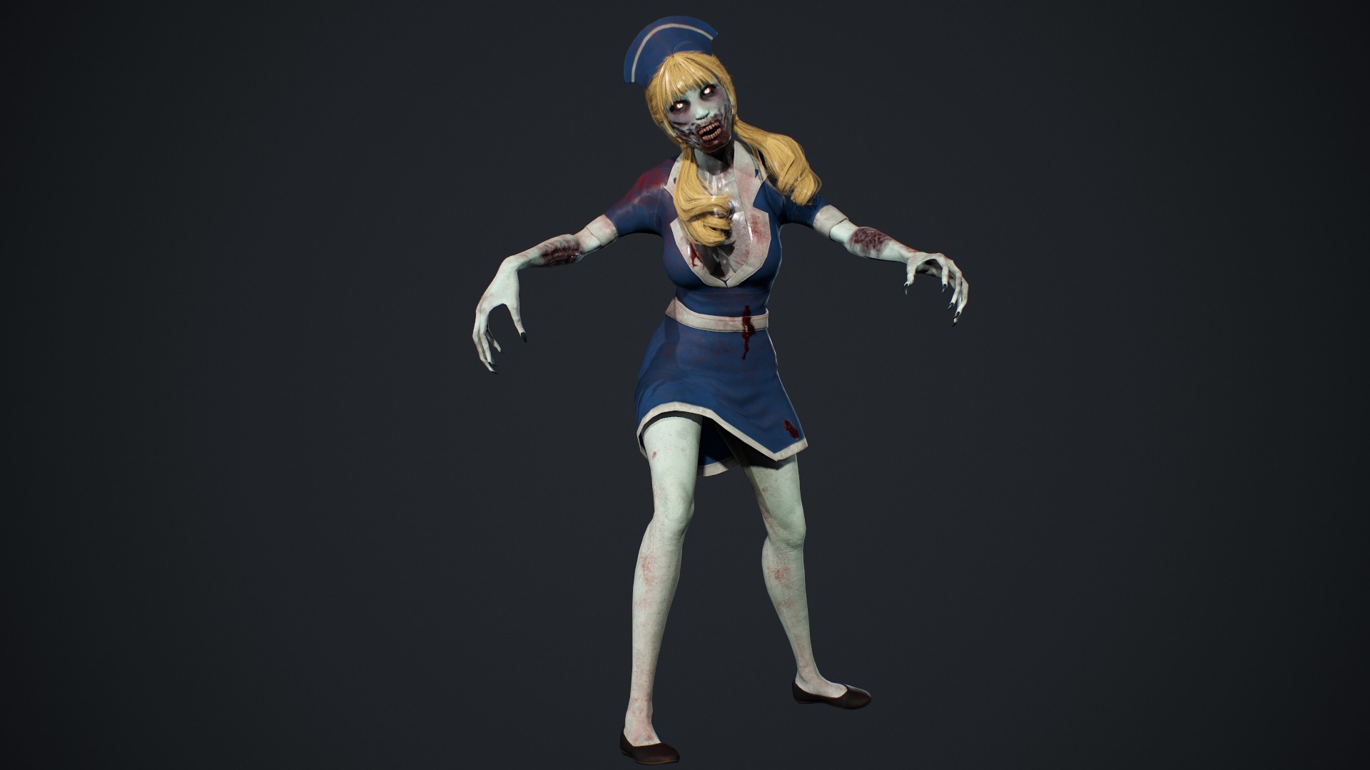 Zombie Nurse Low-poly 3D model_26