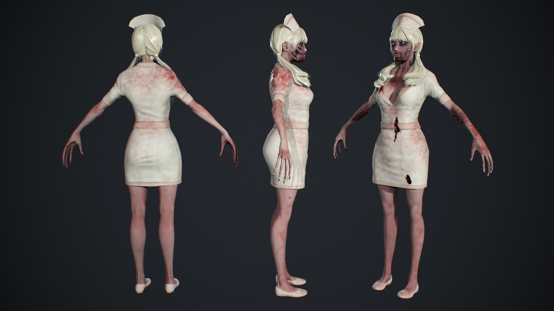 Zombie Nurse Low-poly 3D model_8