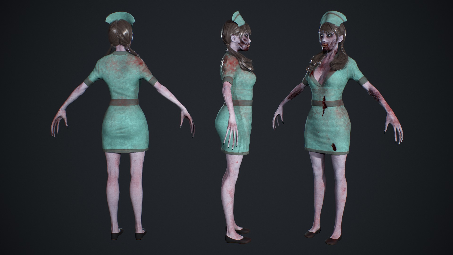 Zombie Nurse Low-poly 3D model_9
