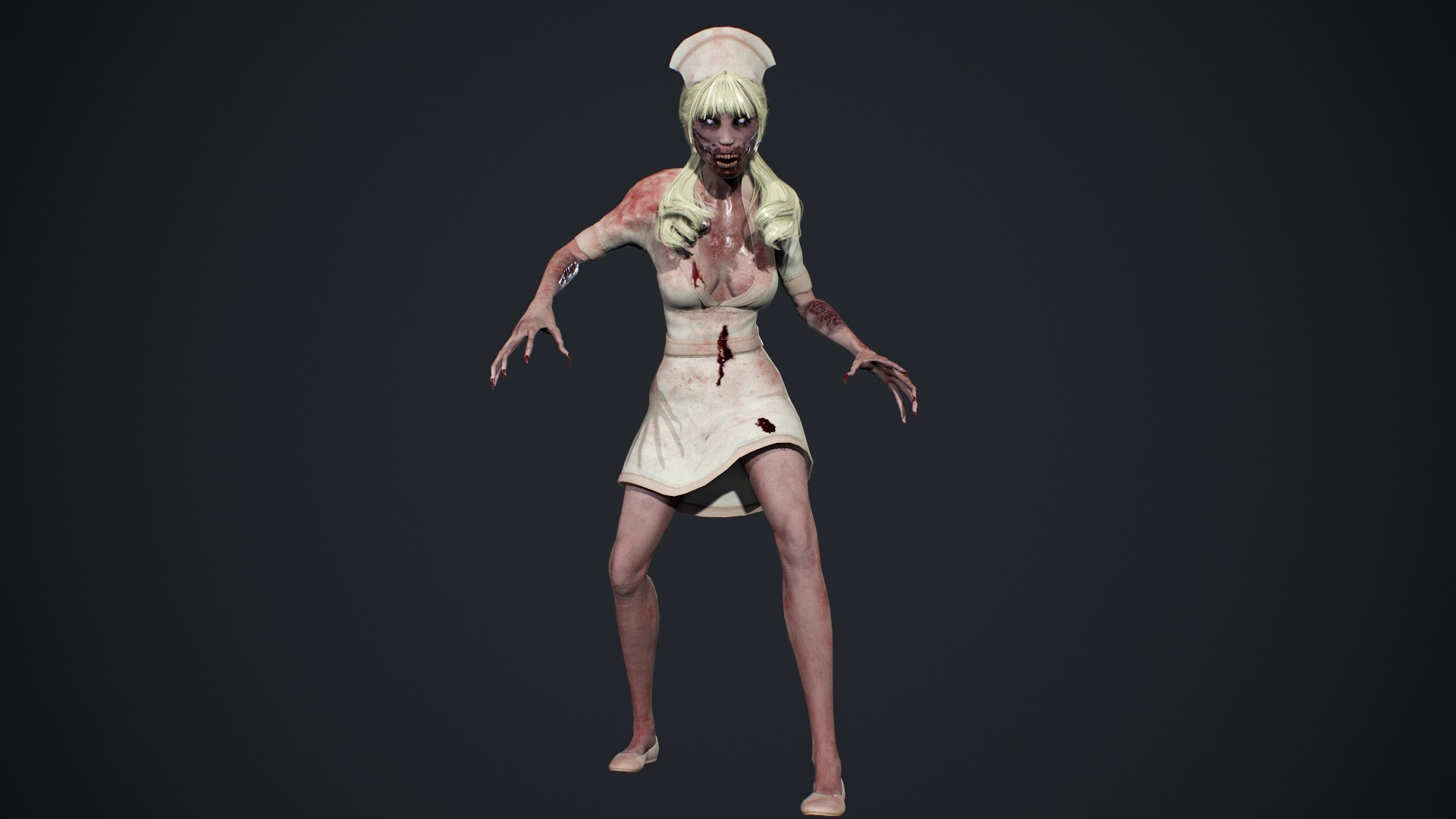 Zombie Nurse Low-poly 3D model_21