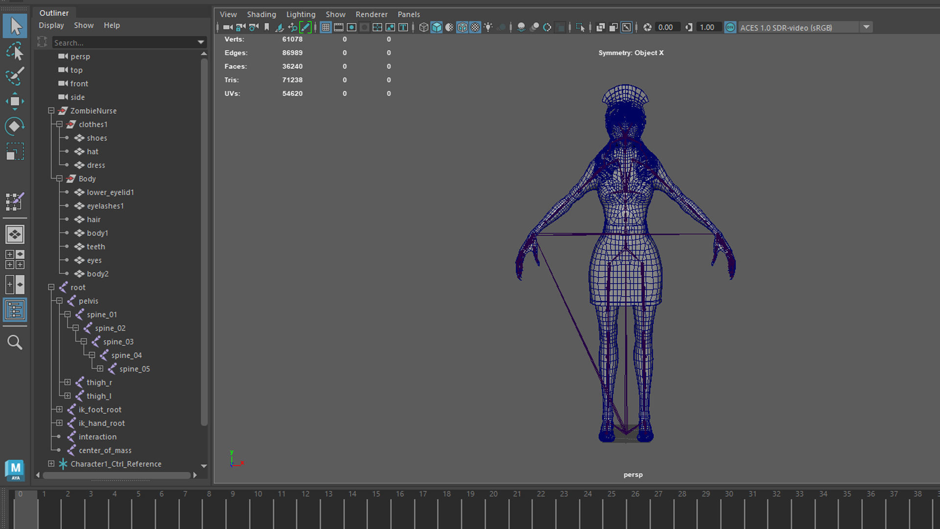 Zombie Nurse Low-poly 3D model_33
