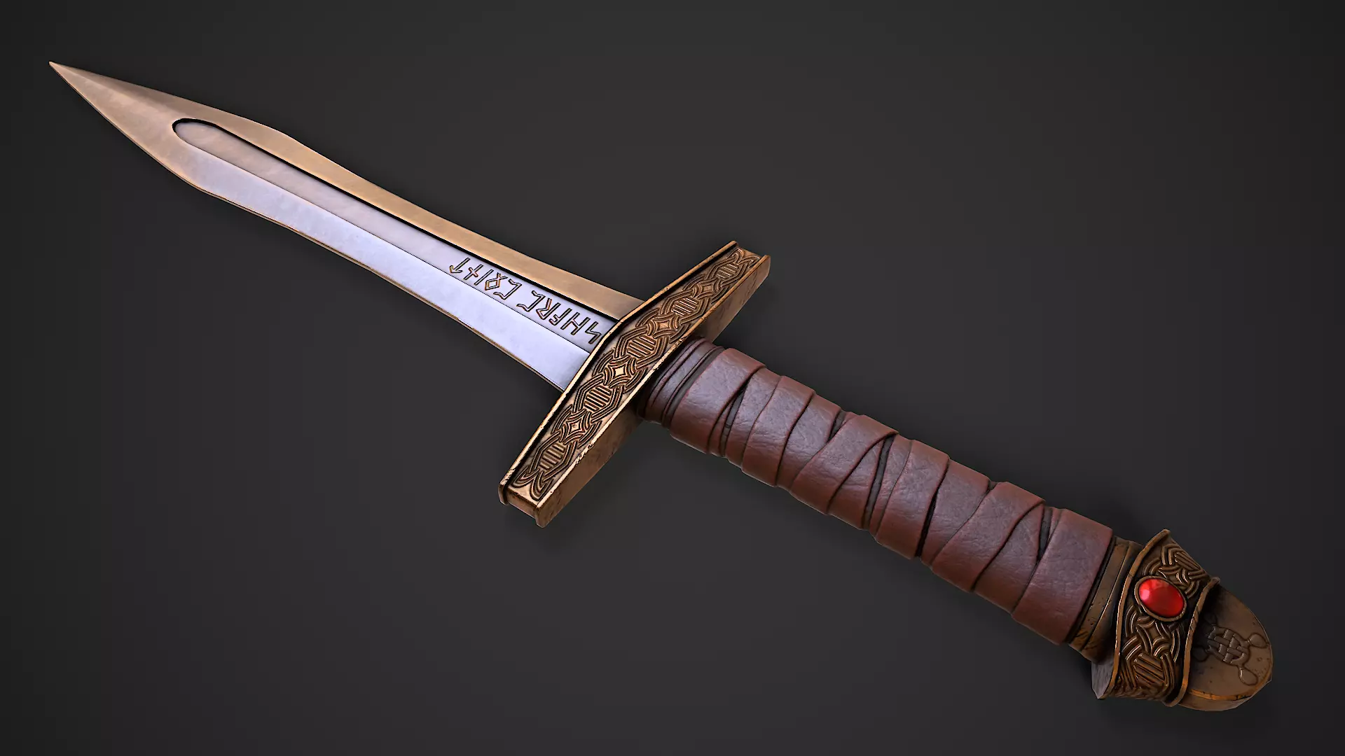 Old Norse Dagger - Hvass Oddr Low-poly 3D model_0