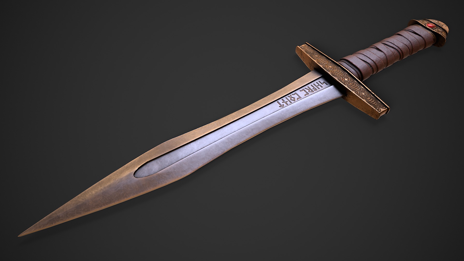 Old Norse Dagger - Hvass Oddr Low-poly 3D model_2