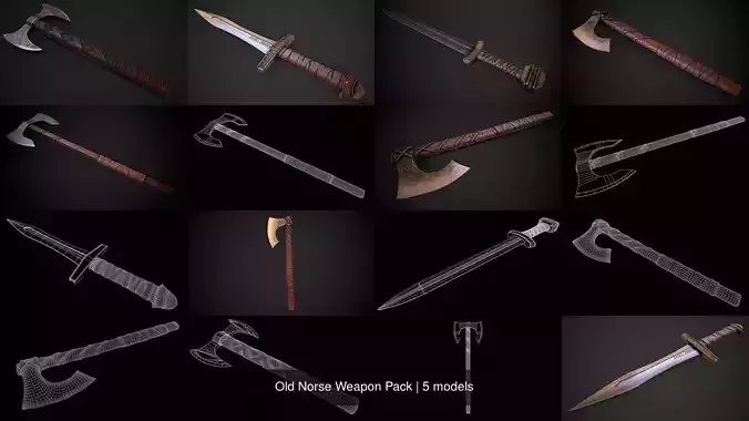 Old Norse Weapon Pack 3D Model Collection