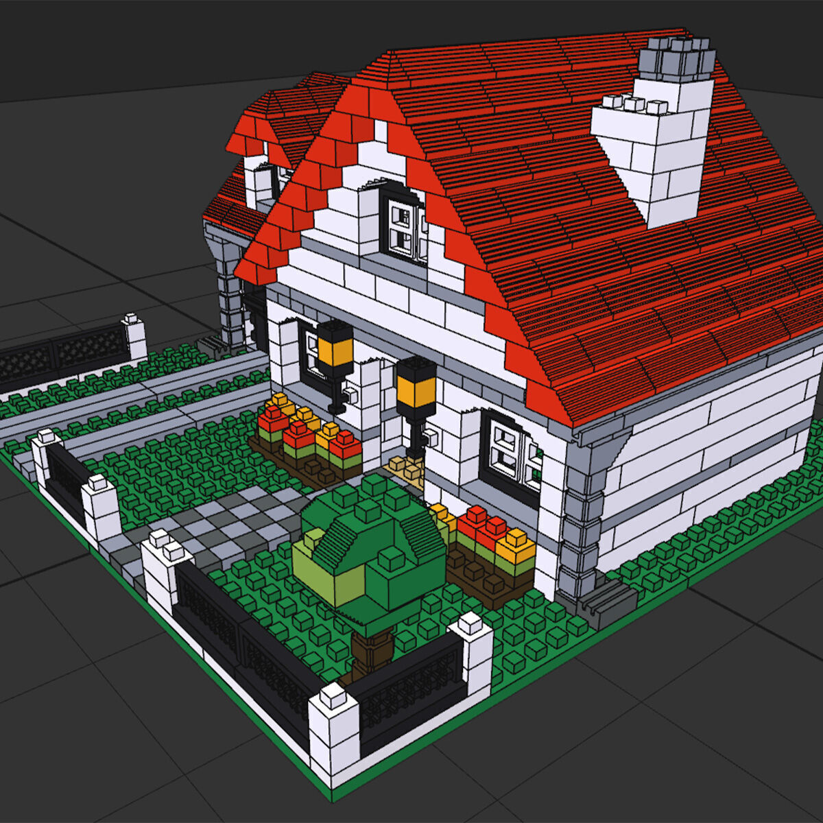Voxel Lego House 4956 Low-poly 3D model_7
