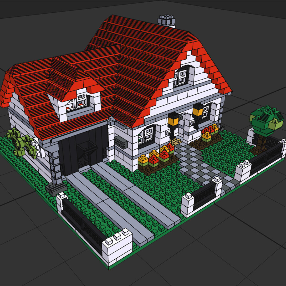 Voxel Lego House 4956 Low-poly 3D model_5