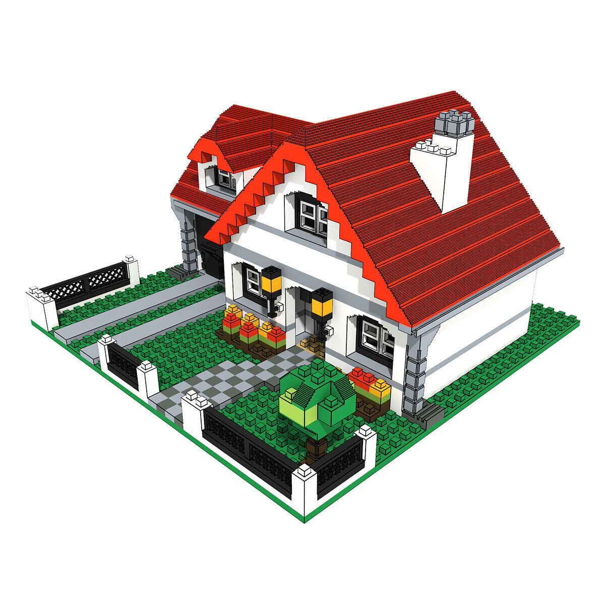 Voxel Lego House 4956 Low-poly 3D model_2