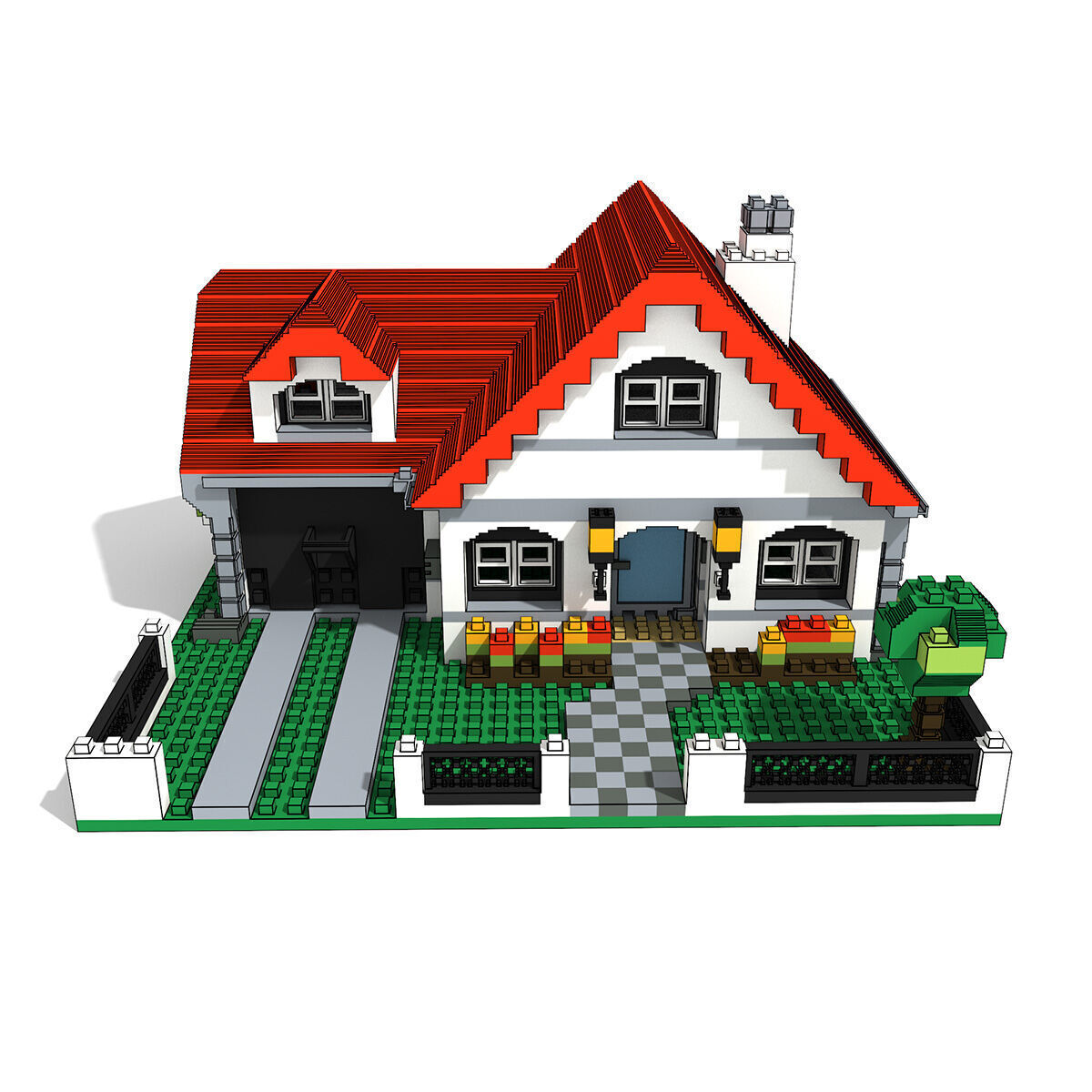 Voxel Lego House 4956 Low-poly 3D model_1