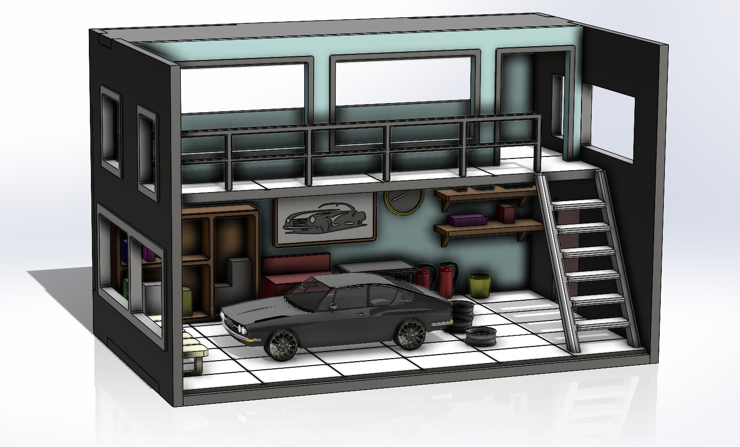 car garage model 3D print model_7
