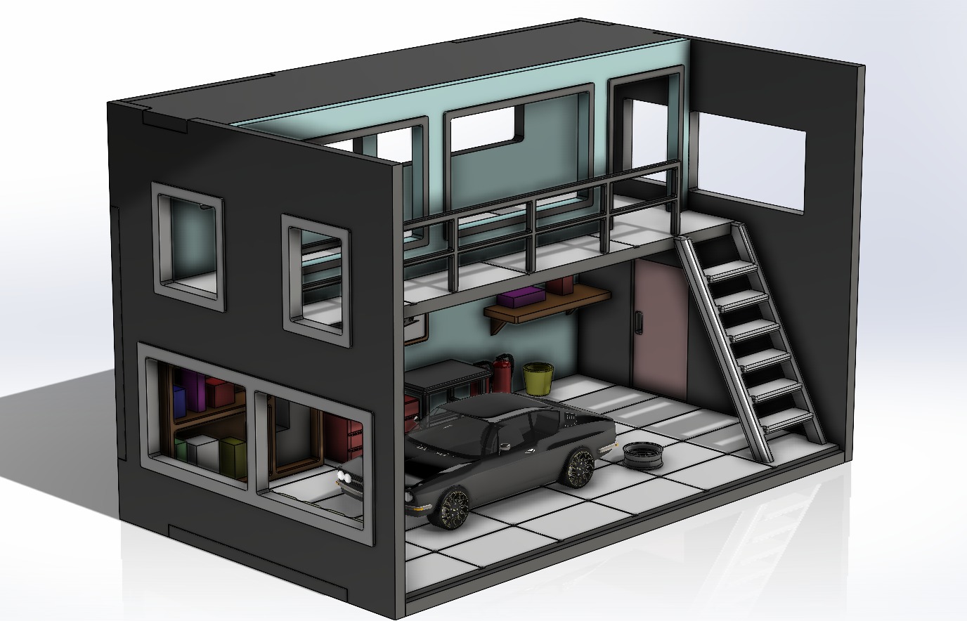car garage model 3D print model_3