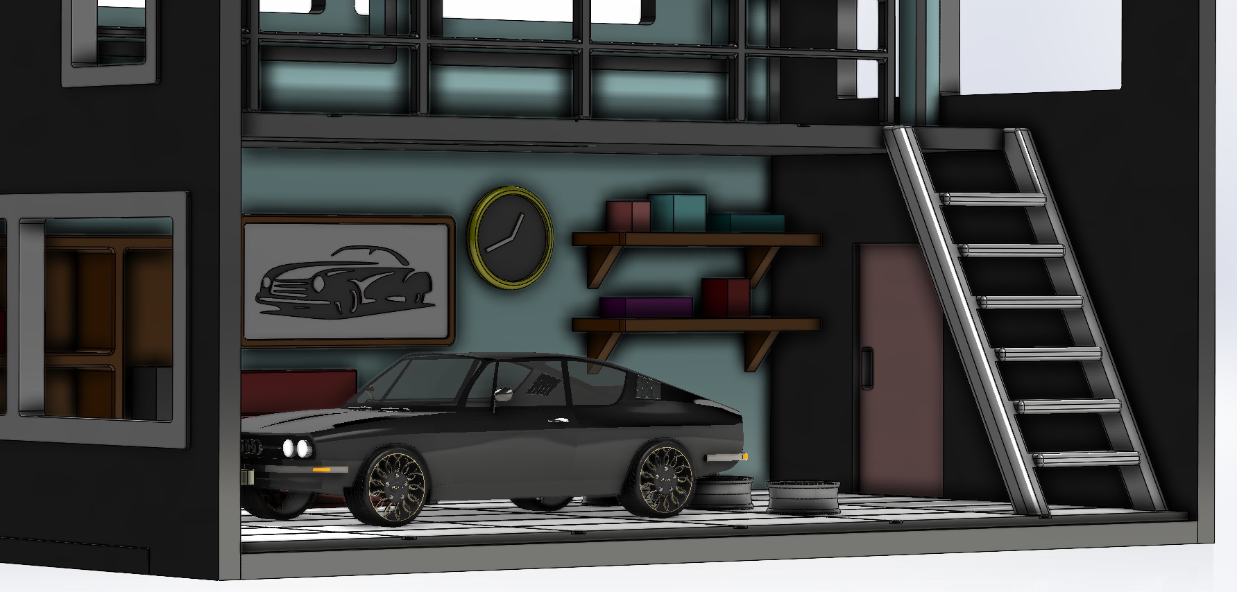 car garage model 3D print model_8