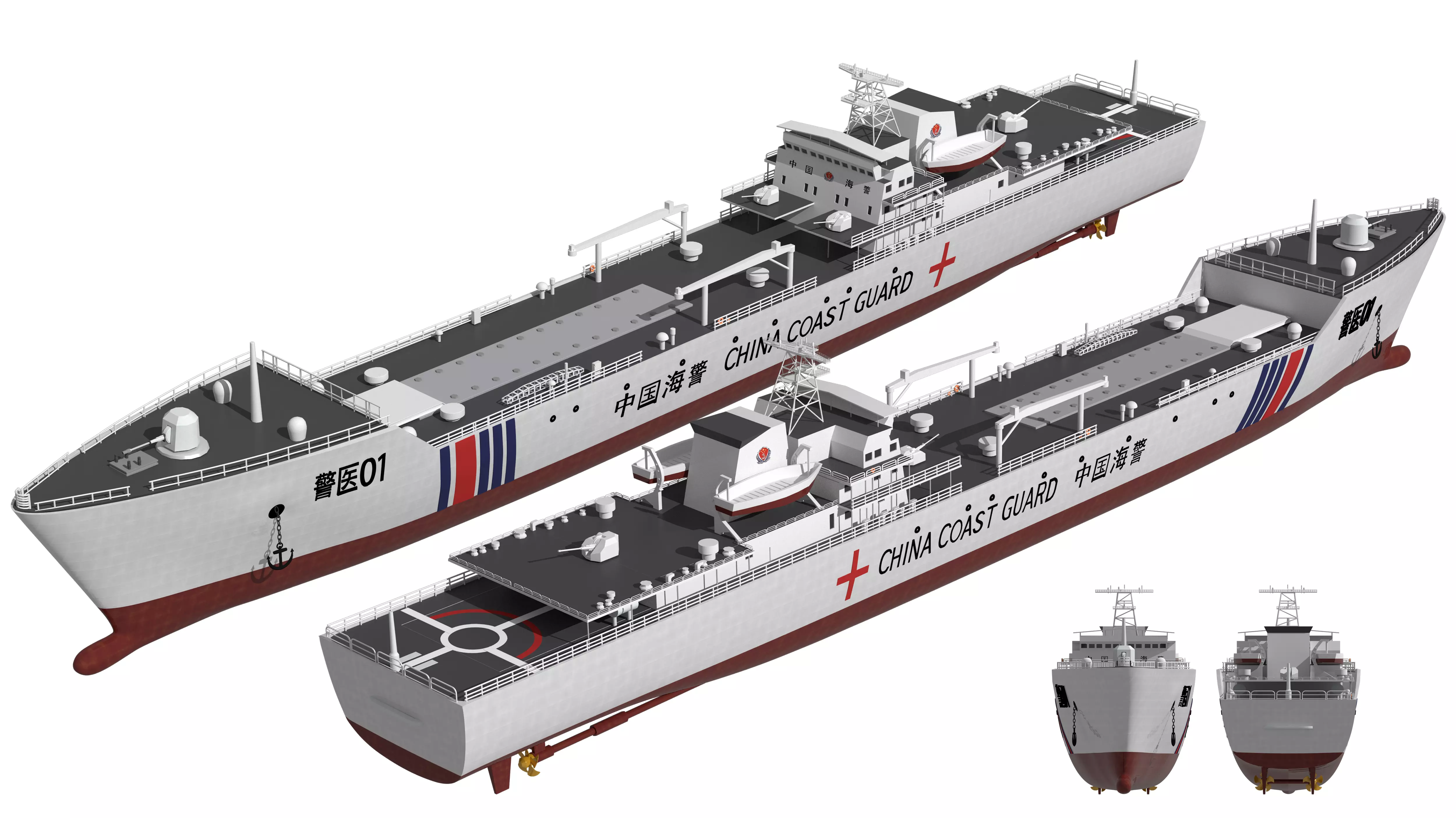 China Coast Guard Jingyi 01 Hospital Ship 3D model_0