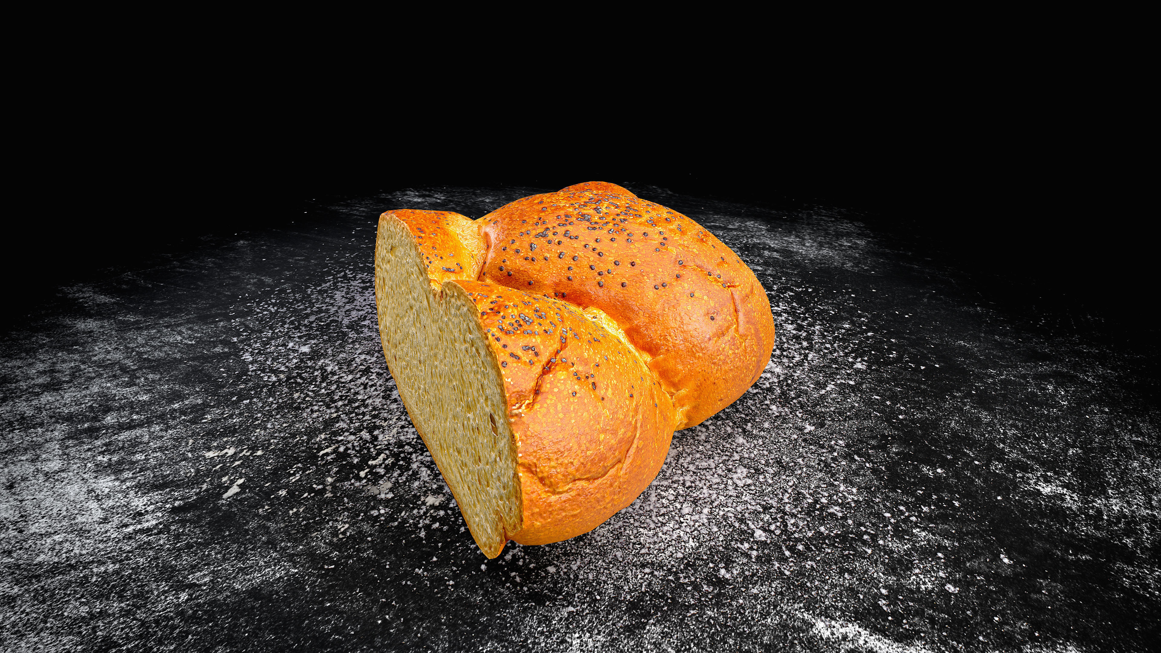 Bun With Poppy Seeds PBR Low-poly 3D model_4